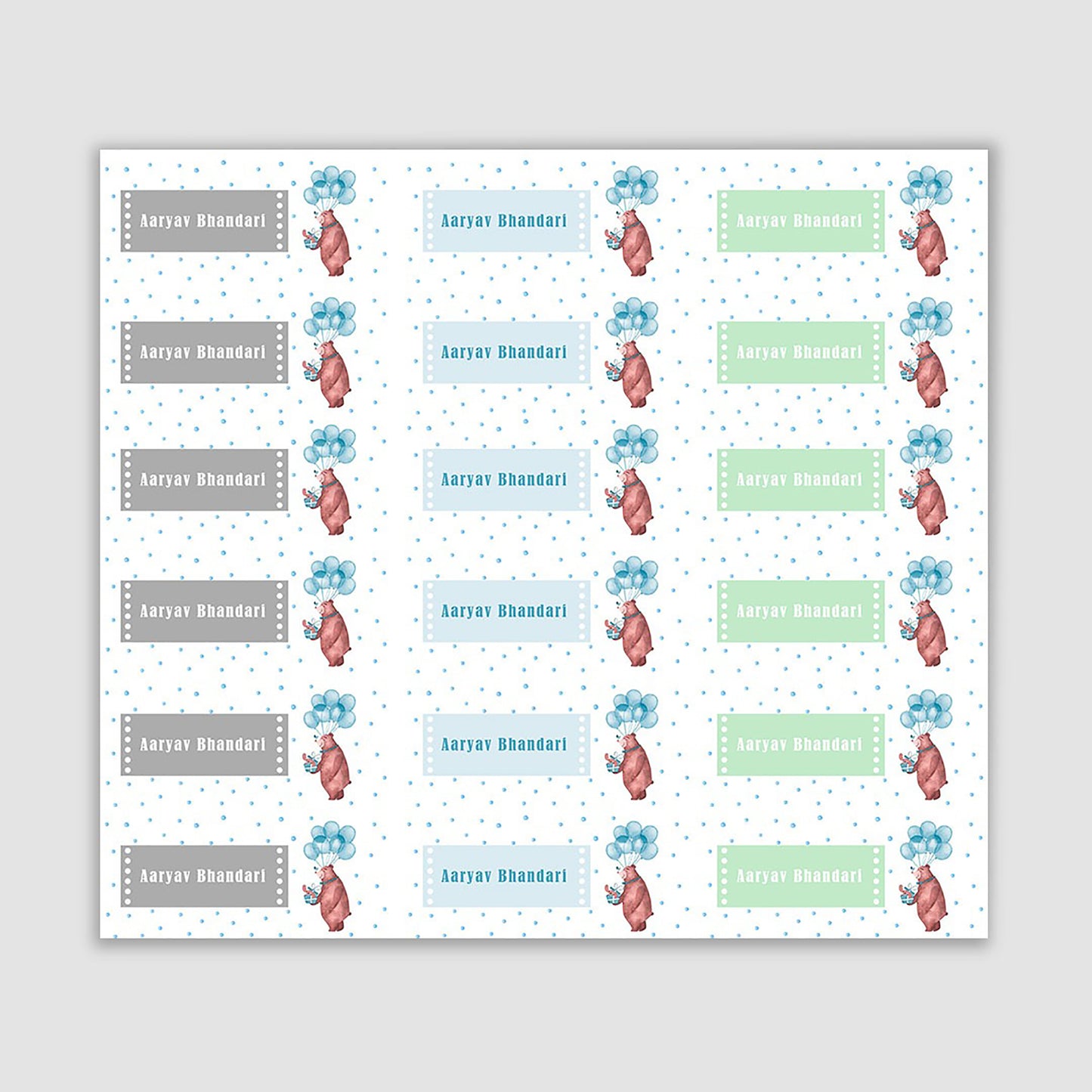 Teddy Party Blue Waterproof Sticker