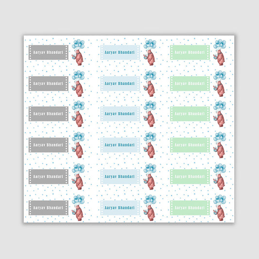 Teddy Party Blue Waterproof Sticker