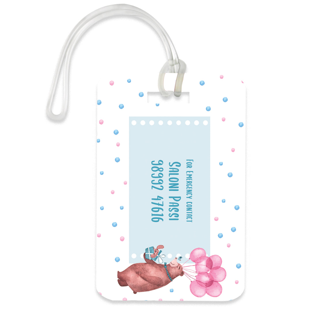 Teddy Party Pink Luggage Tags