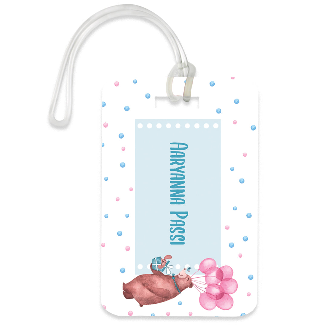 Teddy Party Pink Luggage Tags