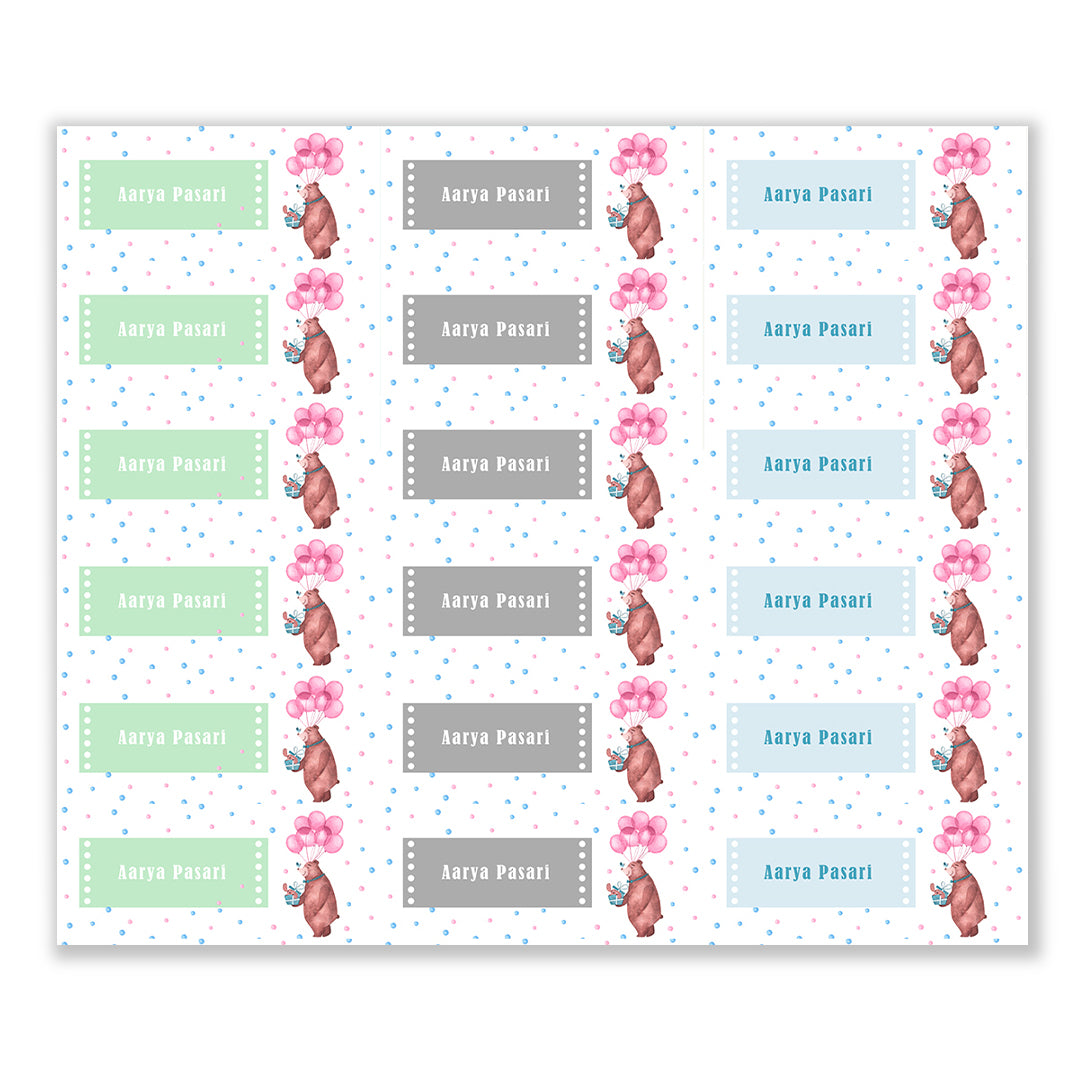 Teddy Party Pink Waterproof Sticker