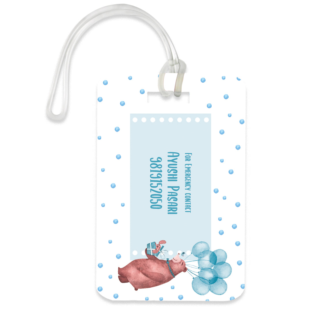 Teddy Party Blue Luggage Tags