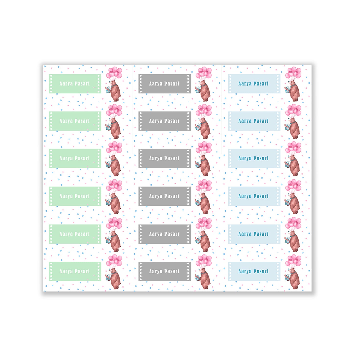 Teddy Party Pink Waterproof Sticker